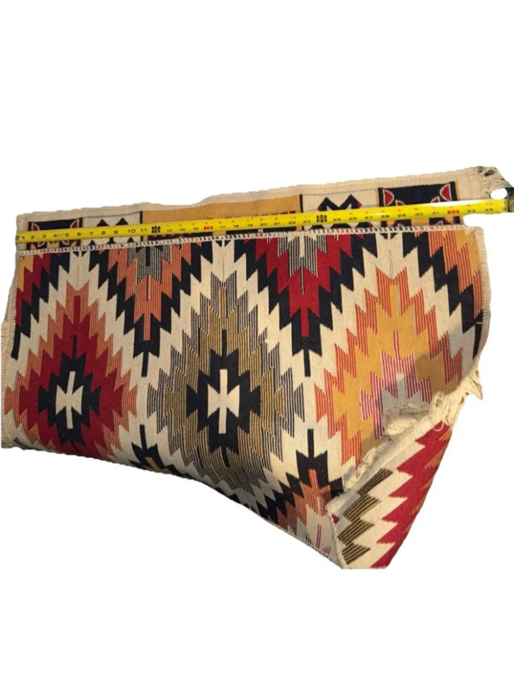Aztec Indian Mat Rugs (2) Hand Woven Wool Reversible Multicolor 33.5”L x 21.5”W